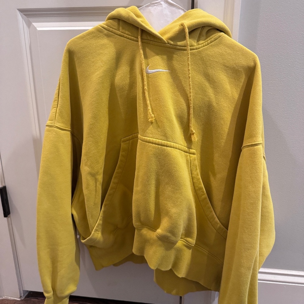 Nike Yellow Cropped Hoodie